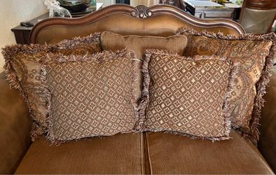 Brown soft leather/garment Sofa and love seat