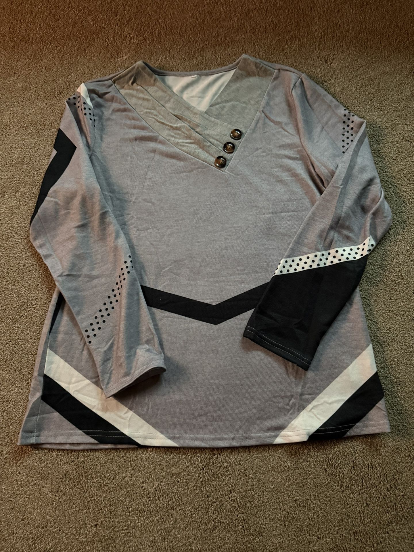 Long Sleeve Black, Gray, White Top