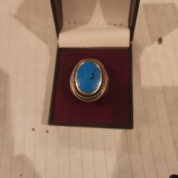 Men's turquoise and mexican silver ring