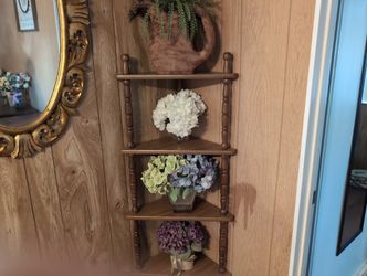 Corner Shelf. With Fake Plants