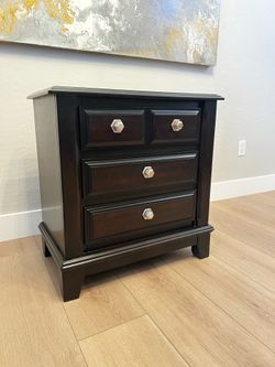 Espresso Brown 3 Drawer Nightstand Bedside Table- Optional TWO Large Dressers