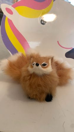 Cute Simulation Realistic faux - Fur nine tailed fox Hand Crafted 5” Long