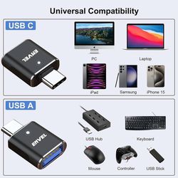 USB C to USB Adapter, USB 3.0 to USB C Adapter, OTG Converter for Desktop Laptop Projector Charger Compatible with Apple iWatch iPhone 11 12 13 14 15,
