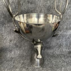 Large Stag Head Antler Punch Bowl 18” Deer Champagne Wine Cooler Rustic Lodge Dé