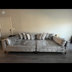 Large Grey Velvet Couch