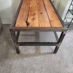 Solid Metal And Wood Large Coffee Table 