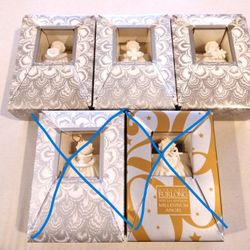 Vintage Retired Margaret Furlong 3" Bisque Porcelain Angel Ornament Set 4