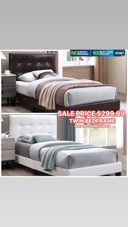 Twin bedframe with mattress
