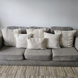 Grey Sofa With Silver Studs