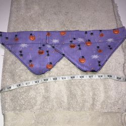 Set Of 2 Handmade Halloween Large Pet Dog Bandana Over Collar Cover ~9.5” Across