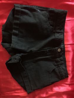 Black denim shorts