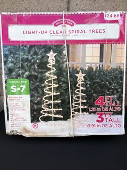 Holiday Time Light-Up Clear Spiral Trees (Set of 2 - 4ft & 3ft)