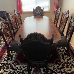 8.5’ By 4’ Solid Wood Dining room Table With 8 Chairs