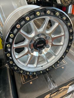 MVX OFF ROAD VX12 17x9 6x139 ET -12mm MACHINE FACE SILVER $225 each