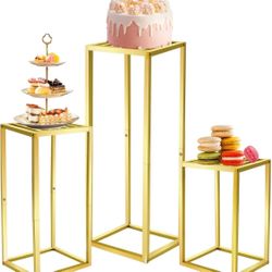 Wedding Centerpieces for Tables Tall Metal Flower Stand Decorations for Weddings Party Gold Floor Geometric Vases for Events Reception Set of 3