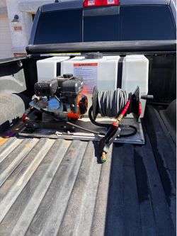 Pressure washer, skid, 50 gallon tank, 100ft hose,