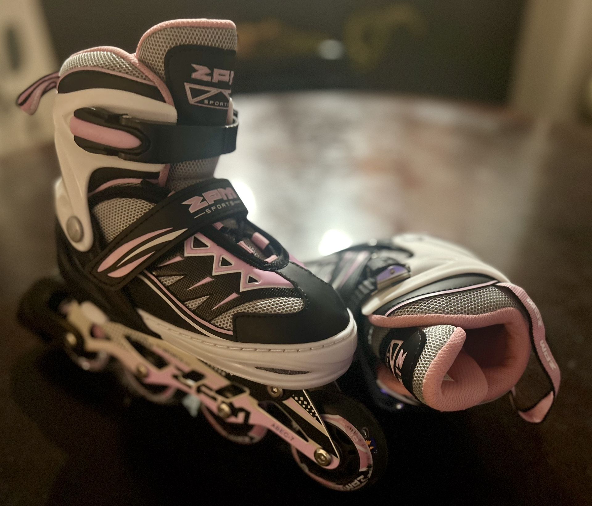 2PM SPORTS Cytia Pink Girls Adjustable Illuminating Inline Skates.