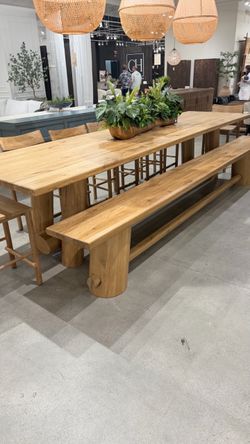 Large Solid Wood Dining Table with Bench🍽️NO Credit Needed💸Same Day Delivery🚚