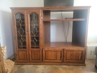 Oak Entertainment center and wood cabnet