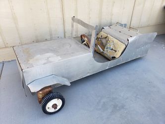Homemade Vintage Aluminum Kids Electric Powered 3 Wheeled Toy Car