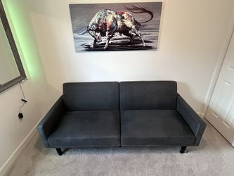 Gray Convertible Futon Sofa Bed – Clean, Modern
