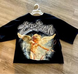 Emotion Graphic Angel Print Oversized Tee