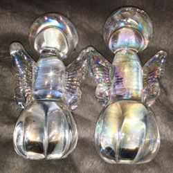 Iridescent Glass Angel Paper Weights (Set Of 2)