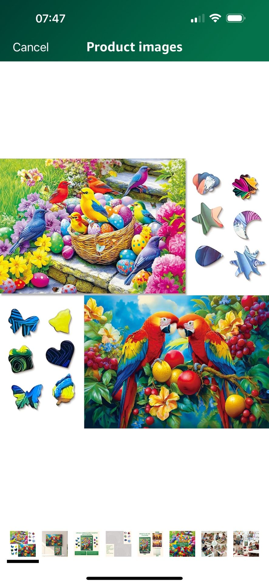 Brand New Unique Shaped Jigsaw Puzzles for Adults 1000 Pieces, 2 Pack Adult Puzzles,Egg Birds and Fruit Birds Theme,Difficult Puzzles for Adults,Coope