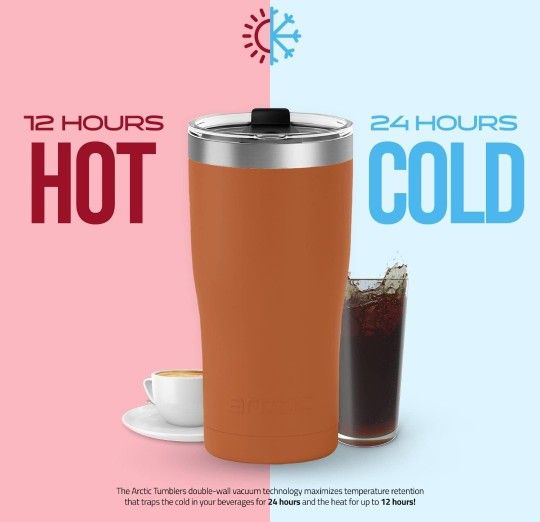20 oz Burnt Sienna Insulated Tumbler with Straw & Cleaner - Retains Temperature up to 24hrs - Non-Spill Splash Proof Lid, Double Wall Vacuum Technolog