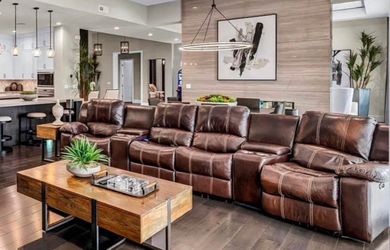 Brown Leather Powered Couch