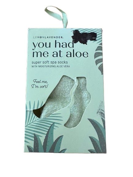 New Lemon Lavender Brand Aloe Vera Spa Socks "You Had Me At Aloe"