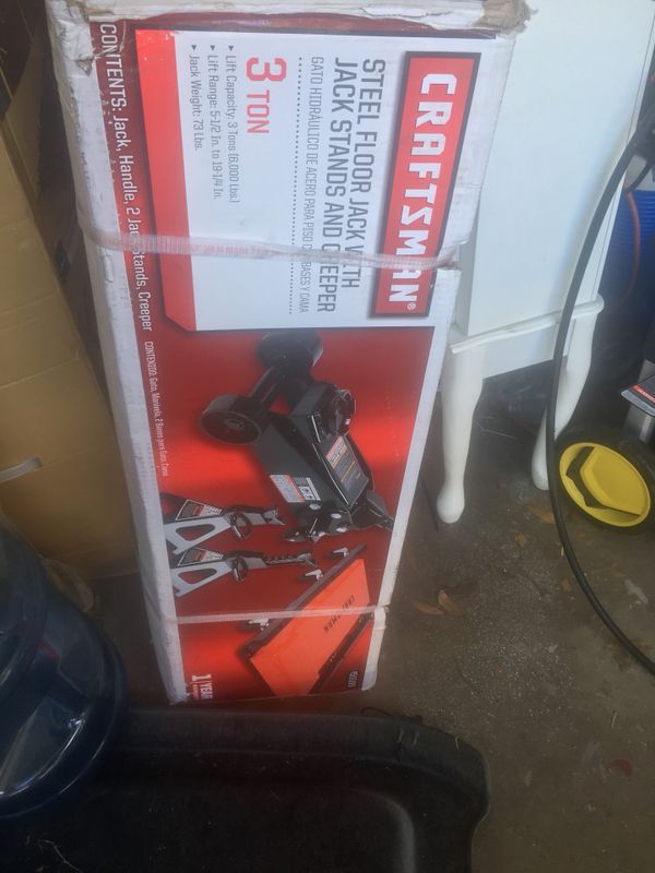 Craftsman 3 Ton Floor Jack With Creeper And Stands New In Box For