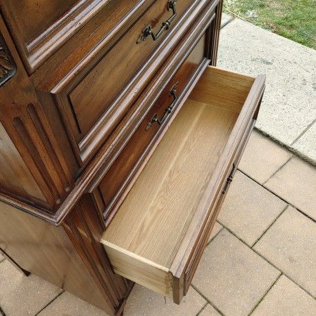 MCM Neoclassical Walnut Tall Dresser 5 Drawer