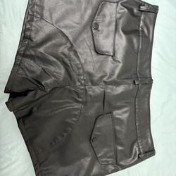 Under $20  Black Leather Short Pants. 