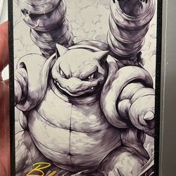 Pokemon Kado art board Blastoise sketch art 6x4 in