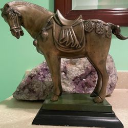 Antique Bronze Tang Dynasty War Horse, Made In India, 10’ Inches Tall