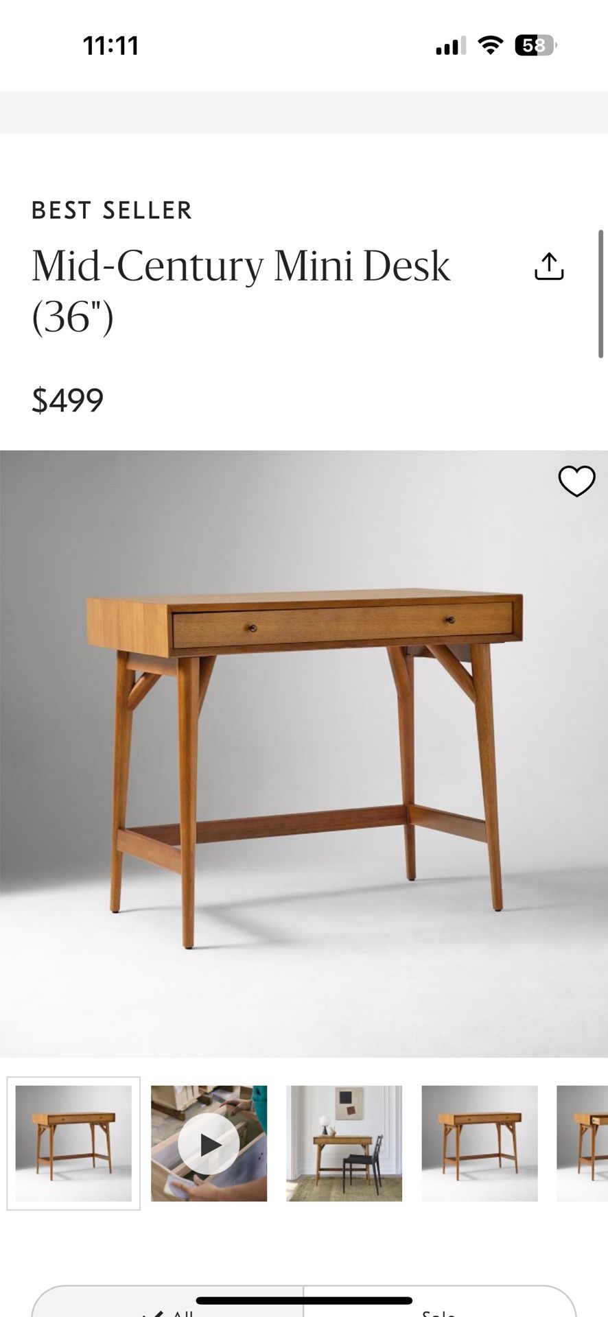 West Elm Mini Desk In Acorn