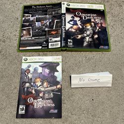 Operation Darkness - Microsoft Xbox 360 - Case And Manual ONLY NO GAME