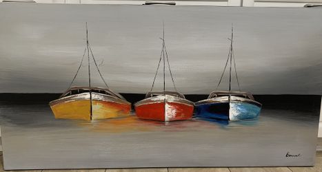 Large Mid Century Oil Painting By Bowne 