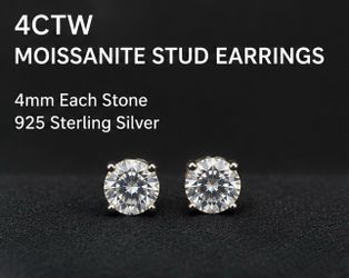 VVS1 moissanite stud earrings 4mm 4ct