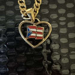 Gold Filled Necklace 24”:33g Puerto Rico Pendant 