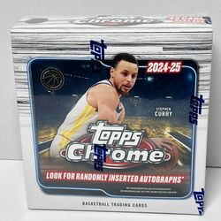 2024-25 Topps Chrome Basketball Factory Sealed Mega Box-10 Blue Refractor