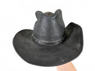Sterkowski Black Genuine Leather Western Cowboy Hat Sz 57