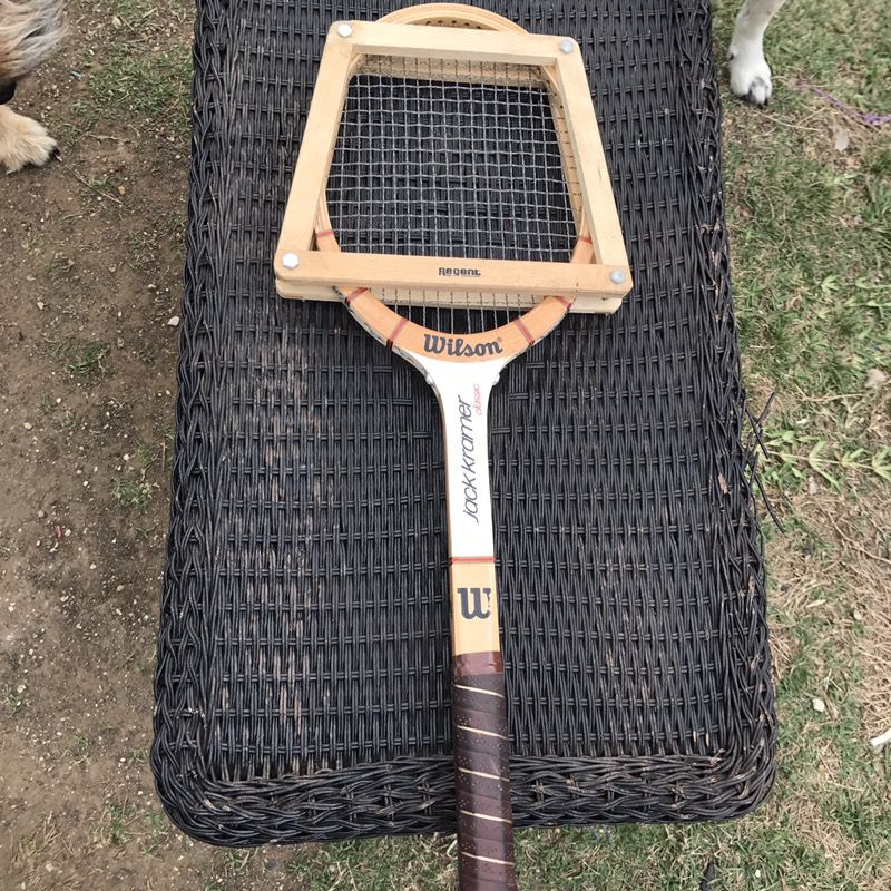 Jack Kramer classic tennis racket with wood frame straightener