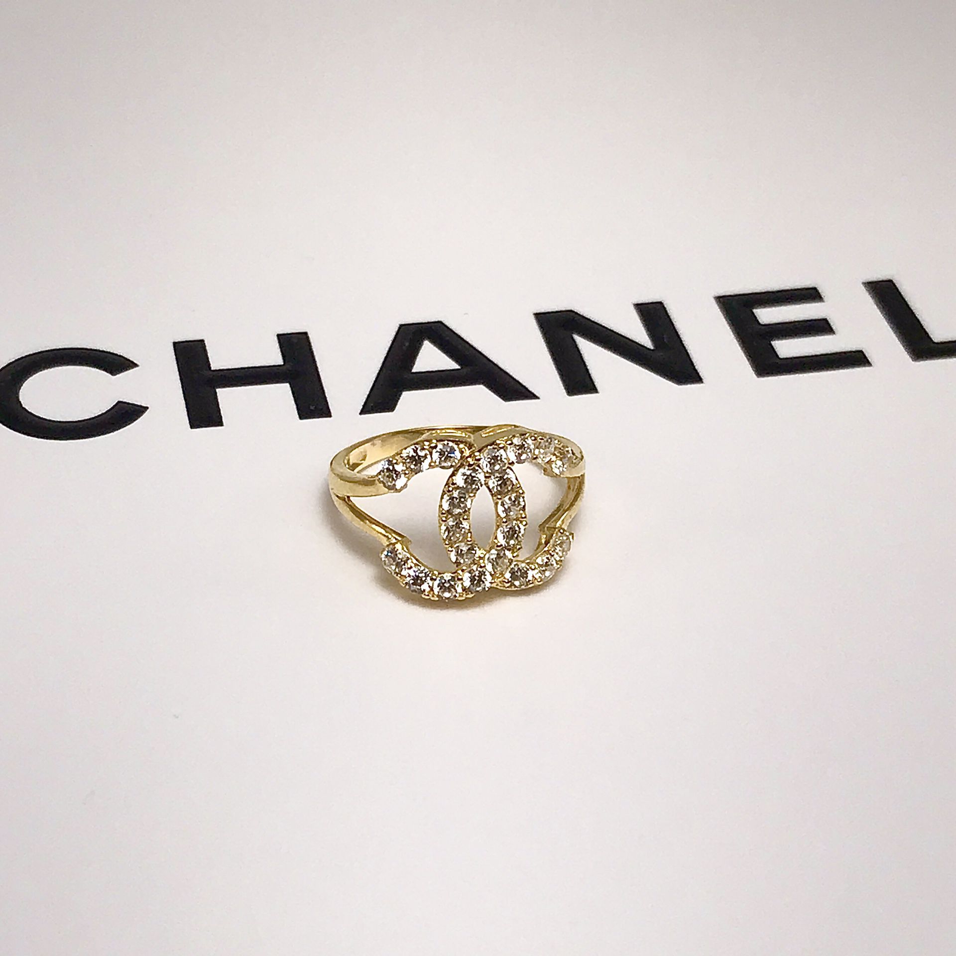 Chanel Logo 14k Gold Ring For Women 