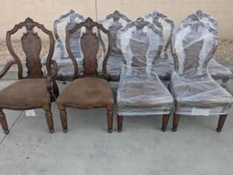 Traditional Wood Dining Chairs Set of 6 and table
