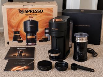 Nespresso Vertuo Next Coffee & Espresso Machine – Complete Bundle with Milk Frother & Descaling Solution