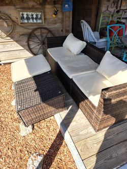 Outdoor Wicker Sectional Patio Set with Cushions