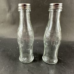 Vintage Coca Cola Bottle Glass Salt & Pepper Shakers 