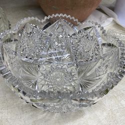 Large Crystal Bowl - Heavy Cut Glass - 